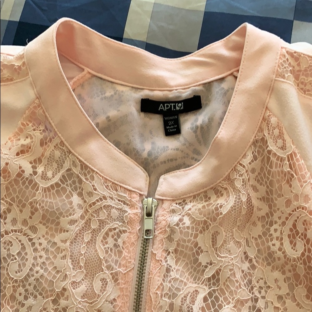 Pink lace see through bomber jacket